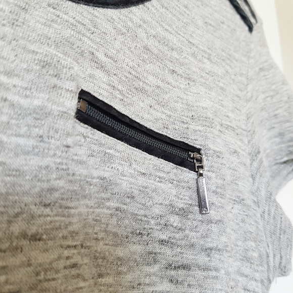 ARMANI EXCHANGE A/X Linen Tee Grey w/ Silk Trim XS - Picture 4 of 7